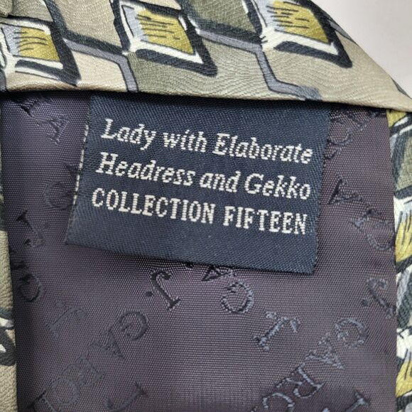 Jerry Garcia VTG Lady w/Elaborate Headress & Gekko Coll 15 100% Silk Tie 65.5x4 - Picture 3 of 5